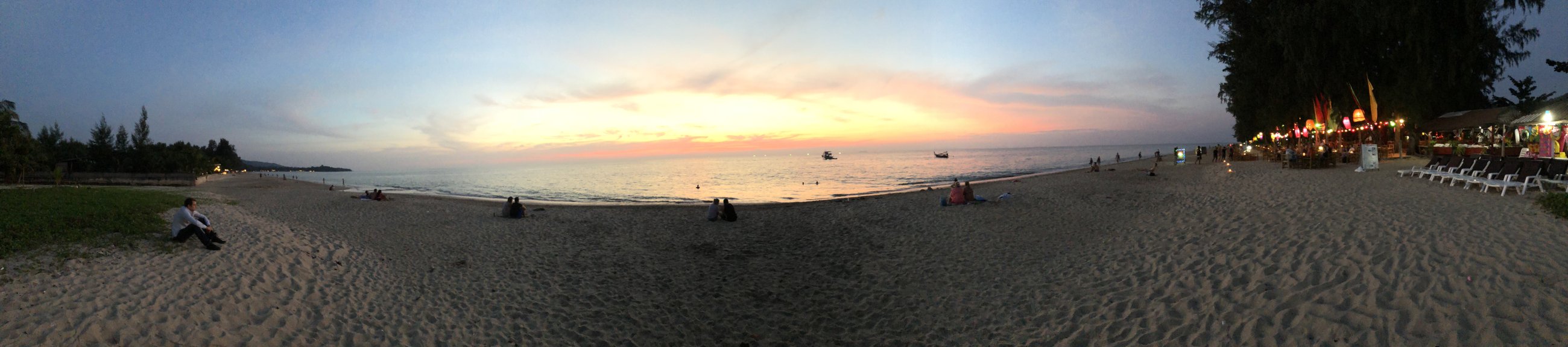 Andaman coast — Our first island sunset, stretched wide across the beach.