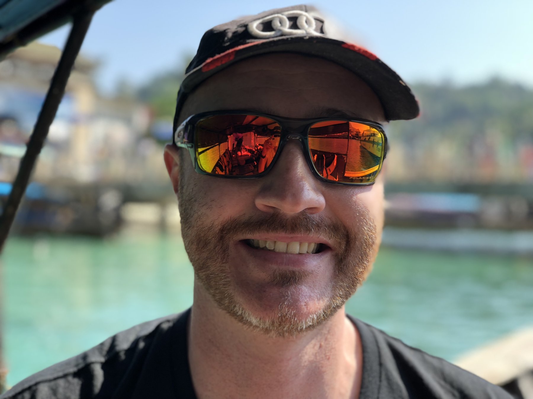 Phi Phi Islands — Boat-day grin — salt water, sun and another island ahead.